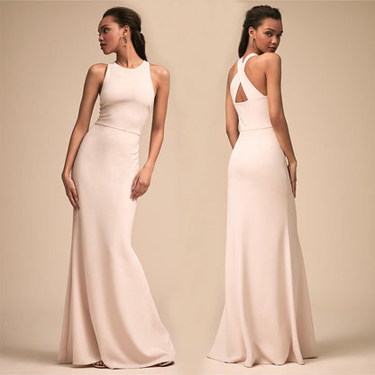 Serene Sexy Solid A Line Evening Gown White