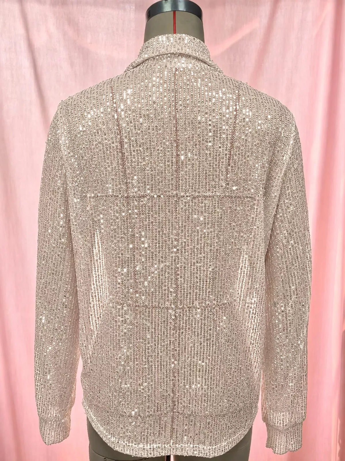Full Size Sequin Button Up Long Sleeve Shirt Plus Size