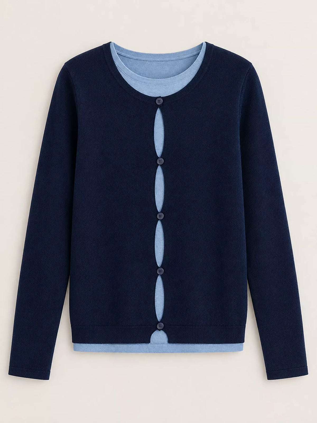 Layered Look Long Sleeve Knit Top