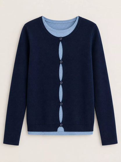 Layered Look Long Sleeve Knit Top