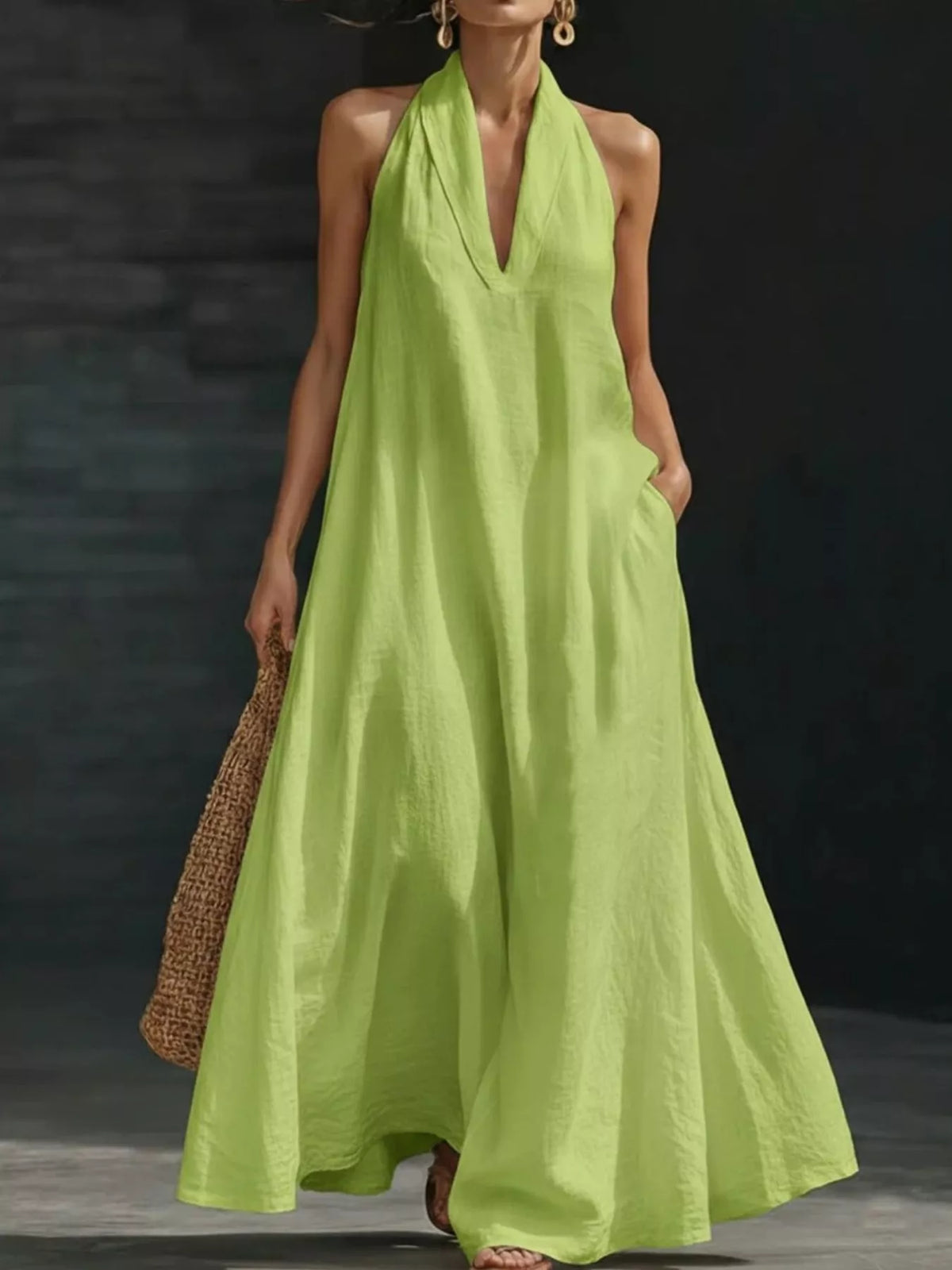 Full Size Halter Neck Sleeveless Maxi Dress Plus Size
