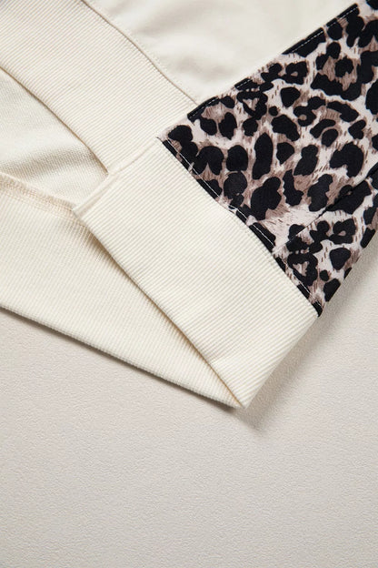 Leopard Block Patchwork Uneven Hem Short Sleeve Top