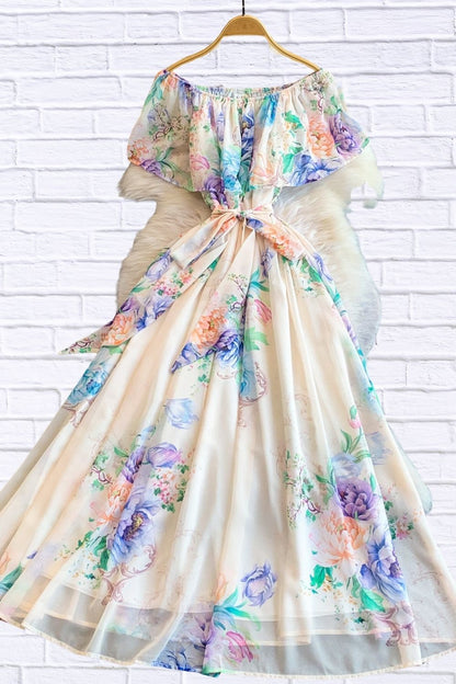 Floral Off-Shoulder A-Line Dress for Women