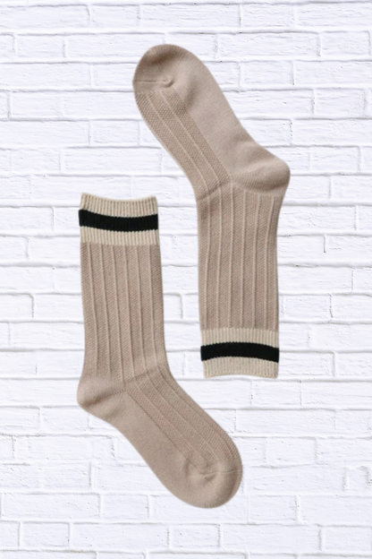 Color Block Socks Tan One Size