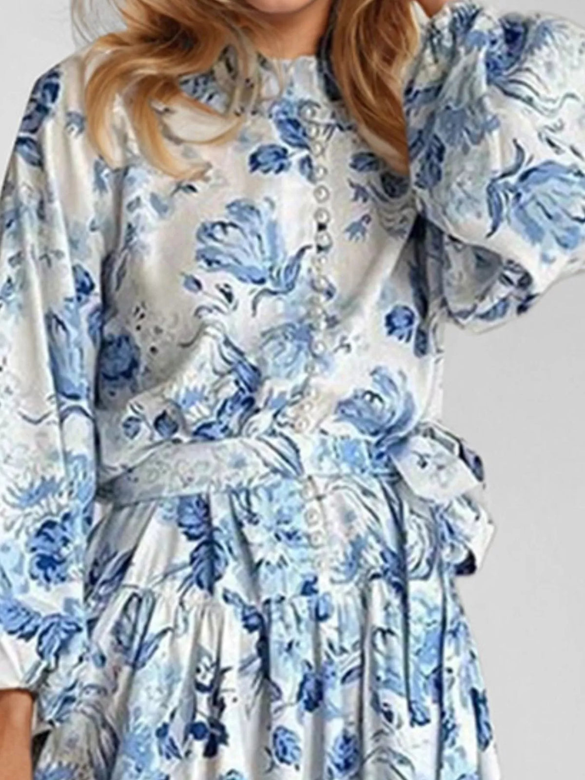Full Size Floral Print Tie Waist Mini Dress Plus Size