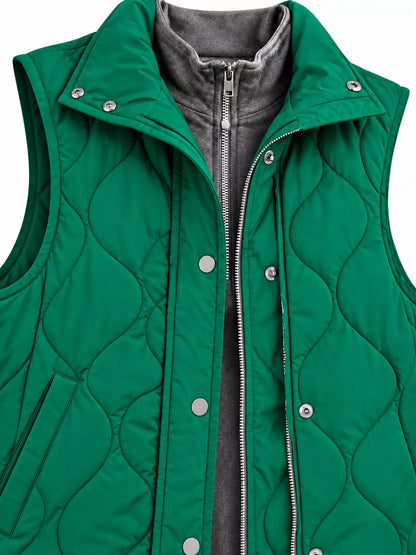 Quilted Snap Button Vest Coat