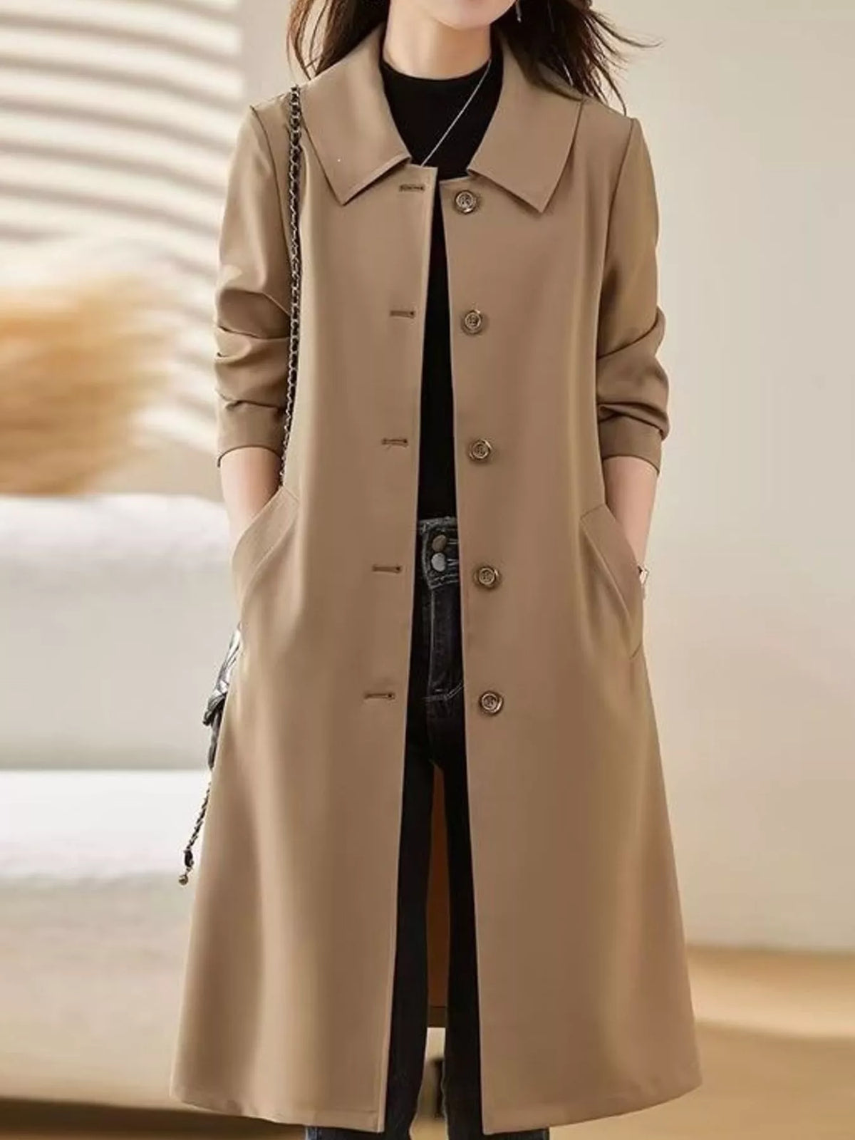 Plus Size Button Up Longline Coat