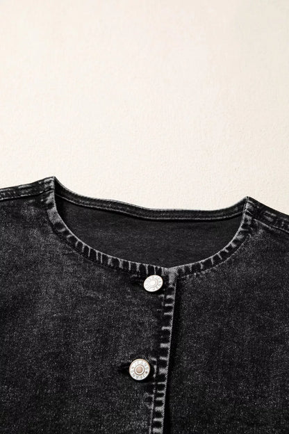 Vintage Wash Button-Down Denim Vest