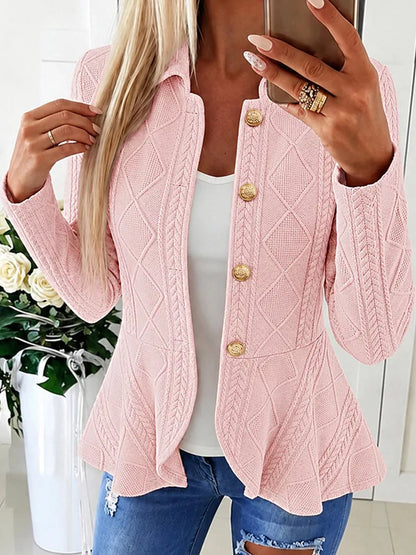 Cable-Knit Button Up Cardigan
