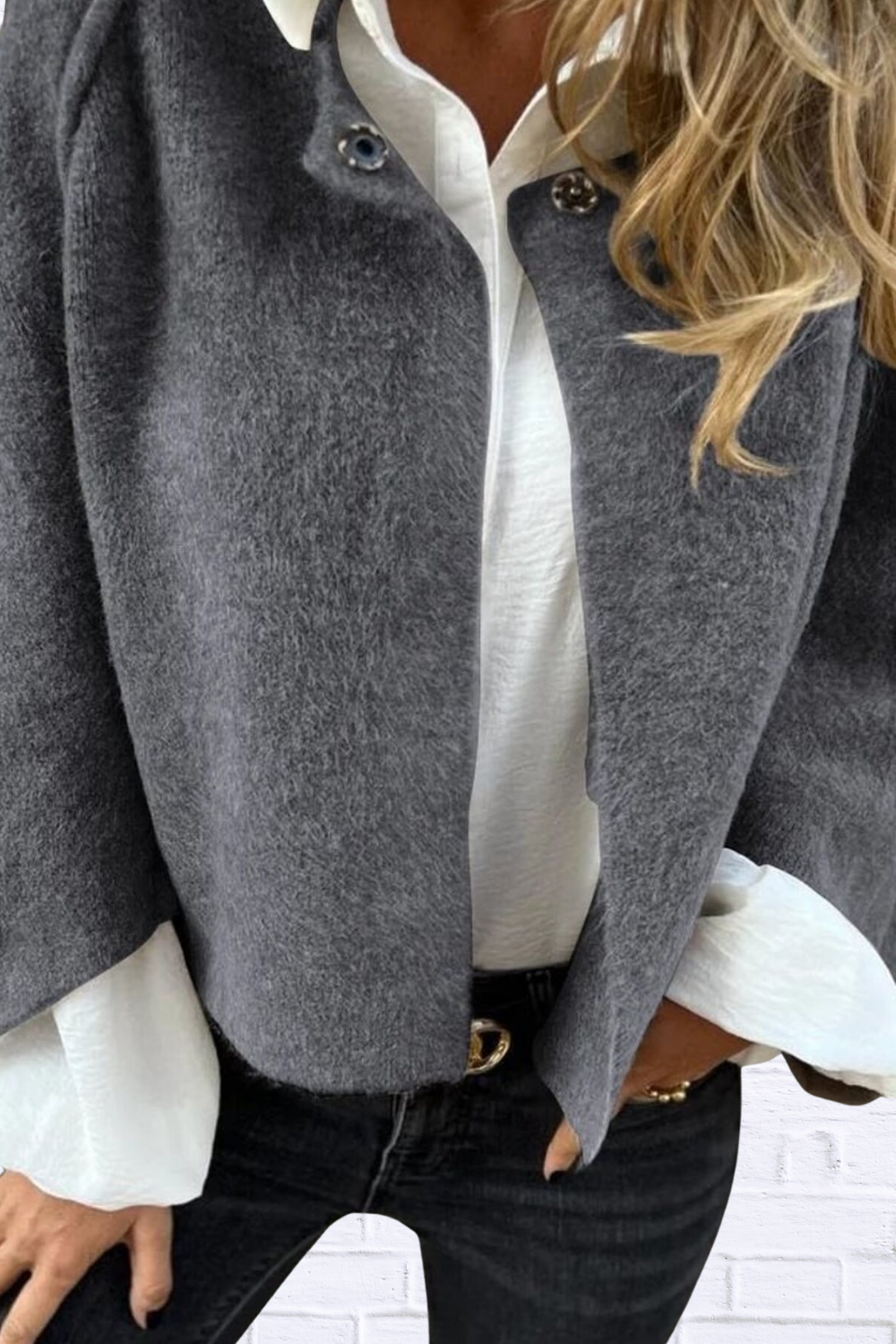 Full Size Solid Color Long Sleeve Outerwear Plus Size