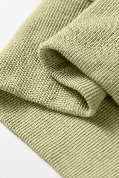 Camouflage Waffle Knit Raw Edge Contrast Trim Oversized Long Sleeve Top