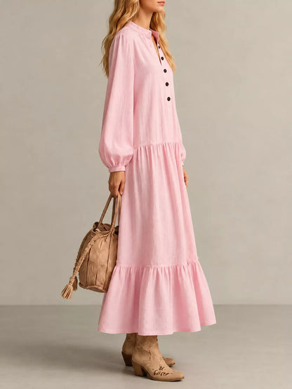 Button Front Tiered Maxi Dress