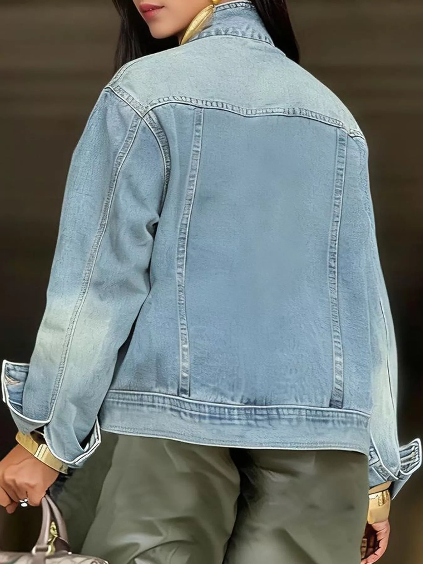 Asymmetric Button-Up Denim Jacket