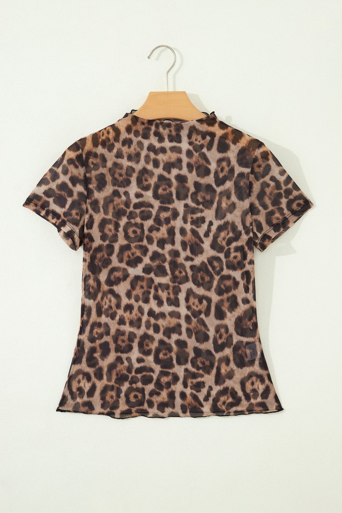 Oatmeal Western Printed Mesh Short Sleeve Top