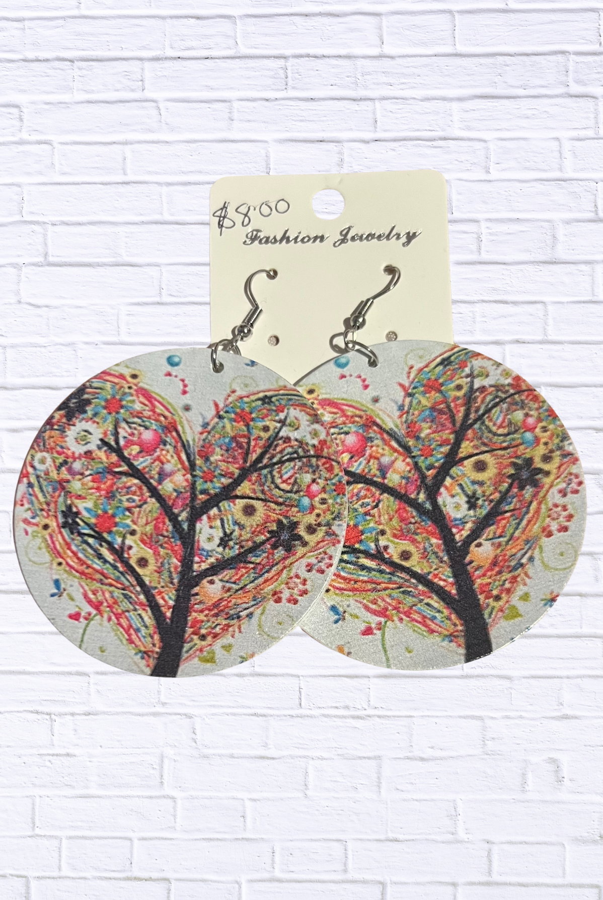 Vibrant Abstract Round Dangle Earrings Trees