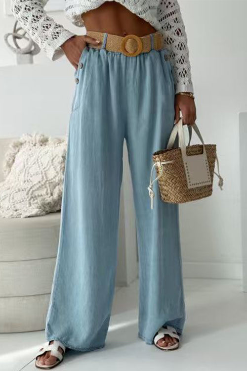 High Rise Pocketed Wide Leg Jeans