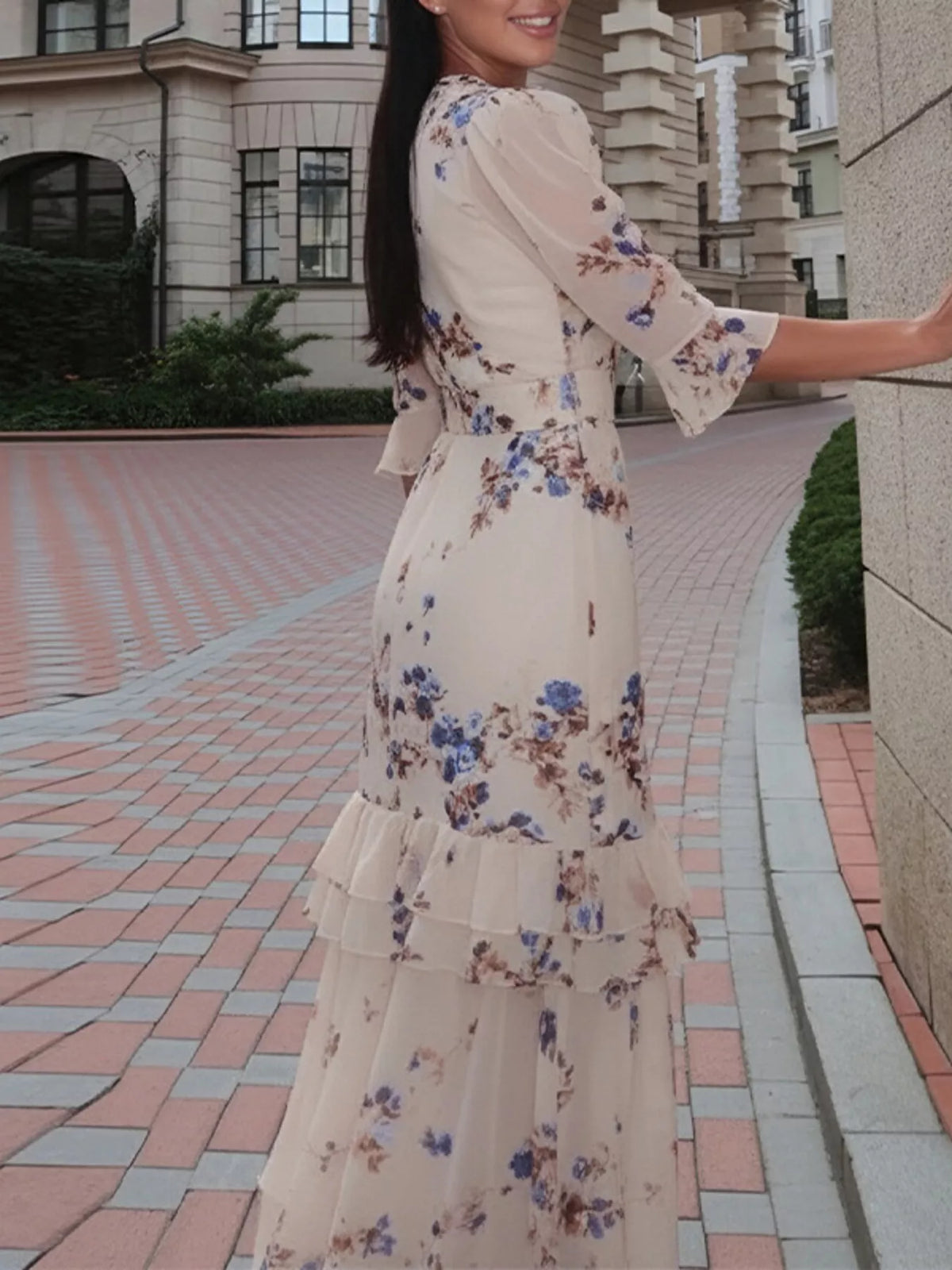 Full Size Ruffled Button Front Half Sleeve Dress Plus Size
