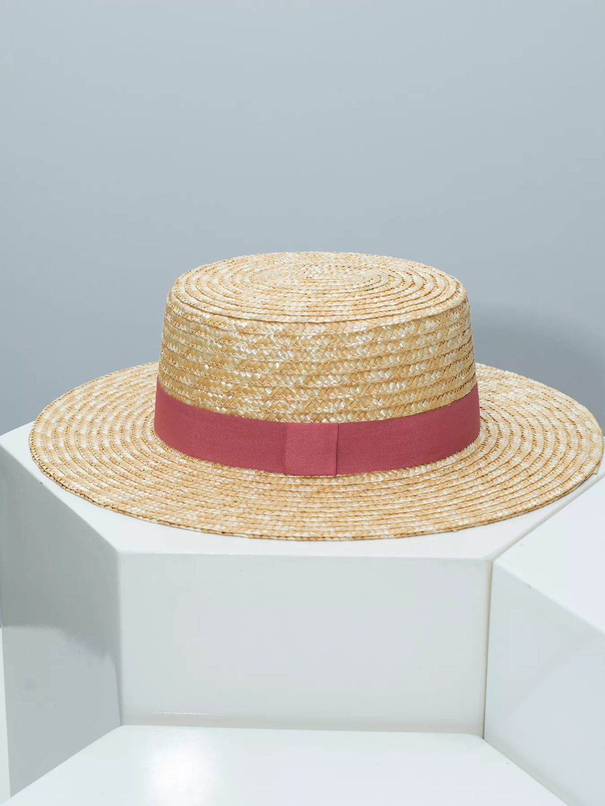 Straw Boater Hat with Ribbon