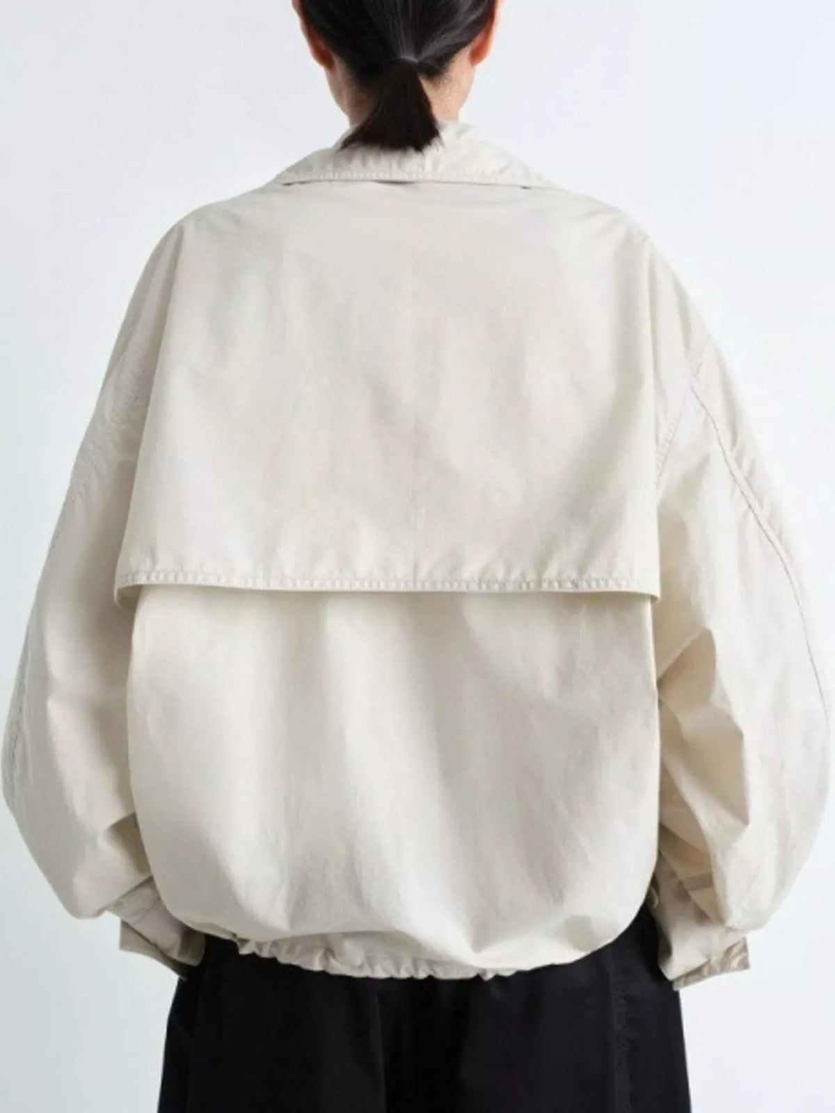 Double-Breasted Utility Jacket with Drawstring Hem
