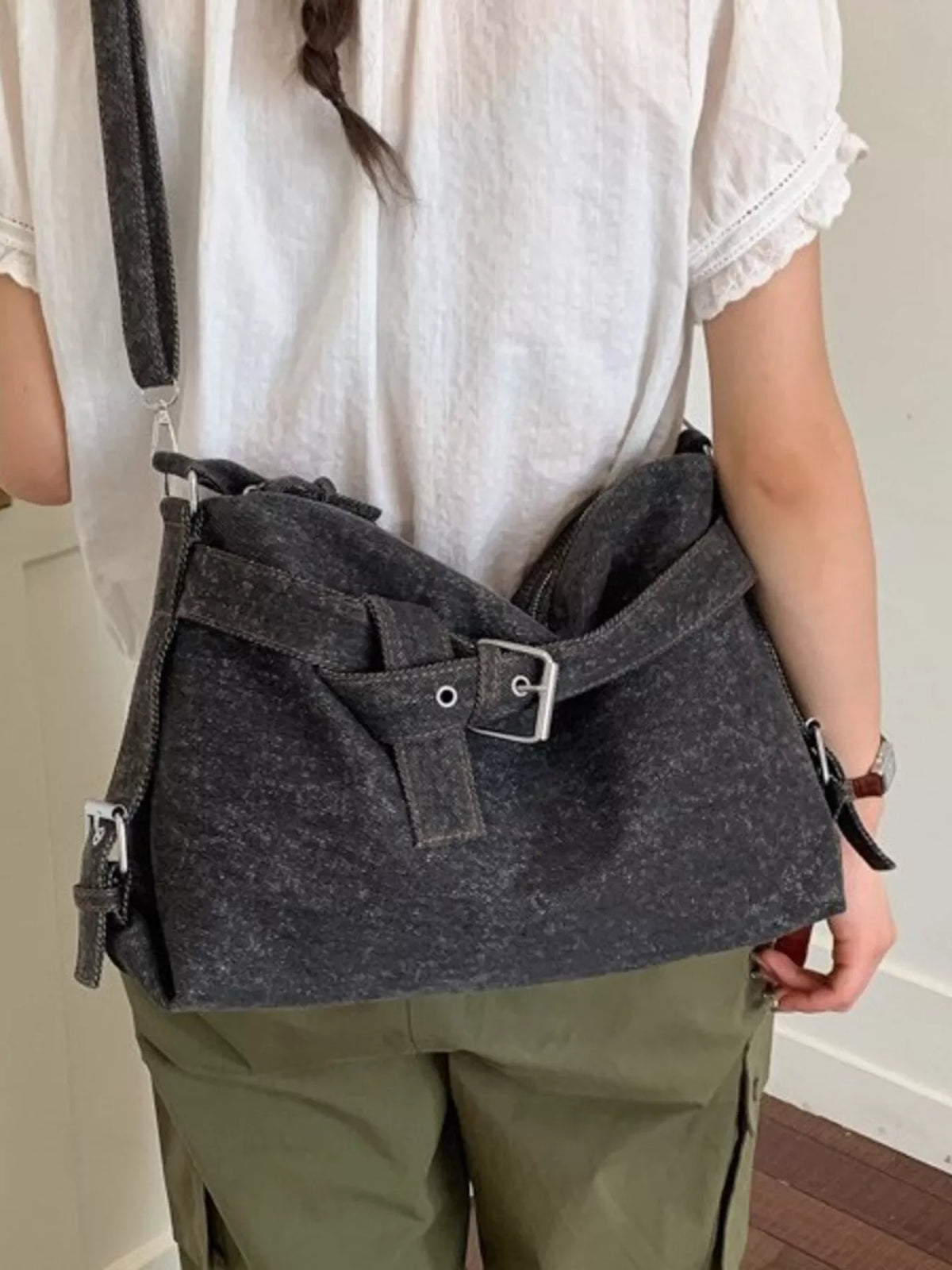Buckle Detail Shoulder Bag