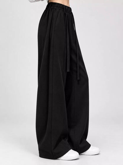 Drawstring Wide-Leg Casual Pants