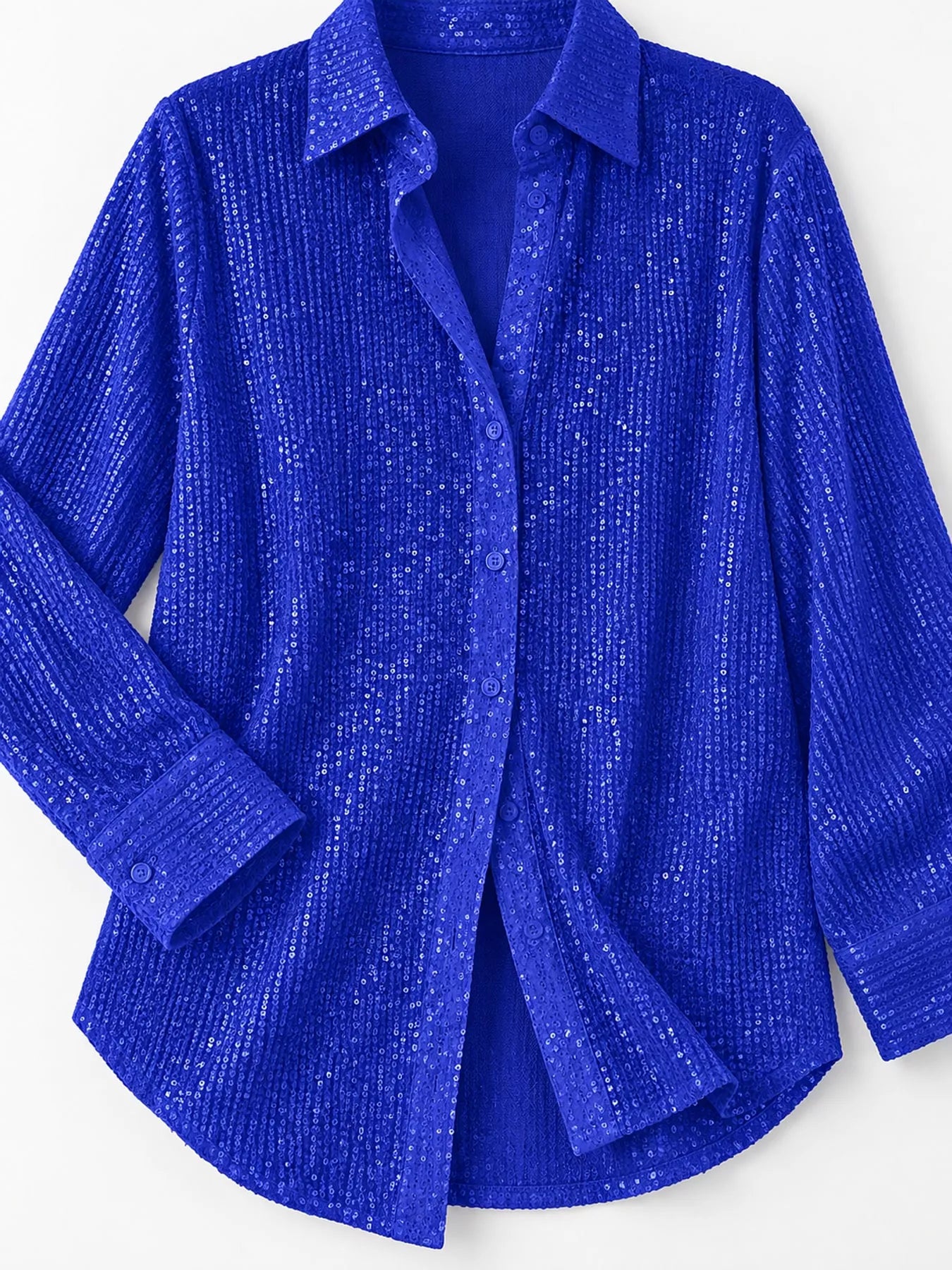 Full Size Sequin Button-Down Shirt Plus Size