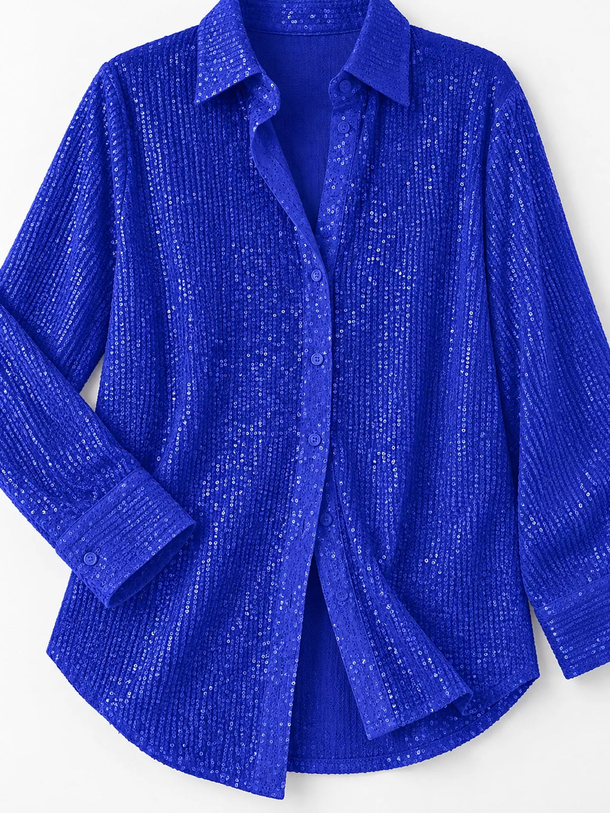 Full Size Sequin Button-Down Shirt Plus Size