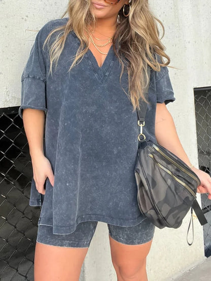 Women's Casual Washed Set Gray S