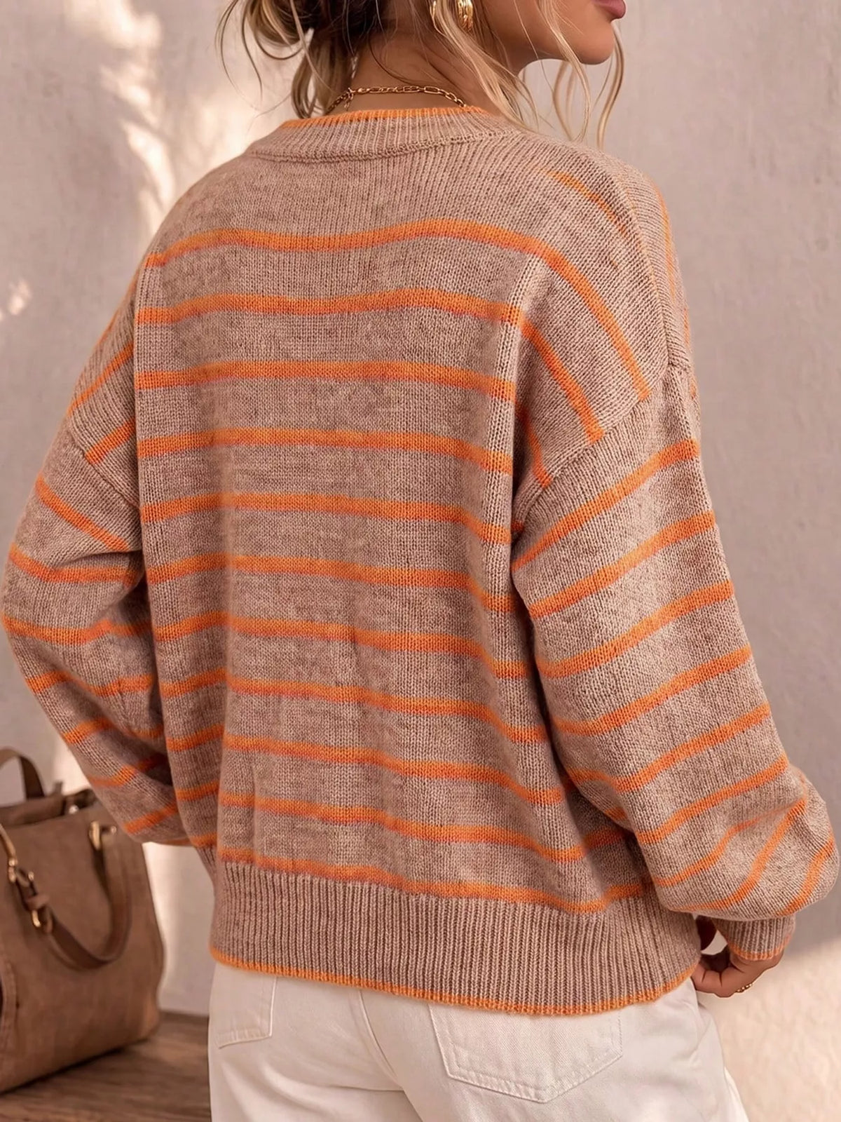Striped Knit Cardigan for Women – Relaxed Button-Down Sweater