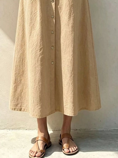 Button-Down Midi Shirt Dress with Pockets