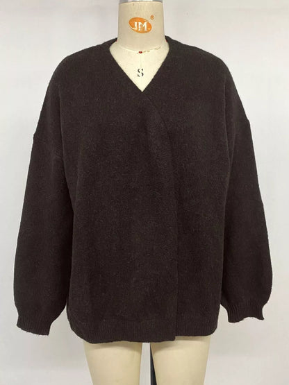 Tie Waist Dropped Shoulder Wrap Cardigan