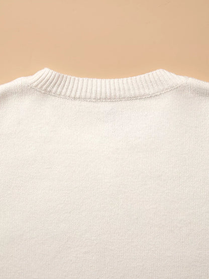 Pixel Snowflake Reindeer Christmas Round Neck Casual Sweater