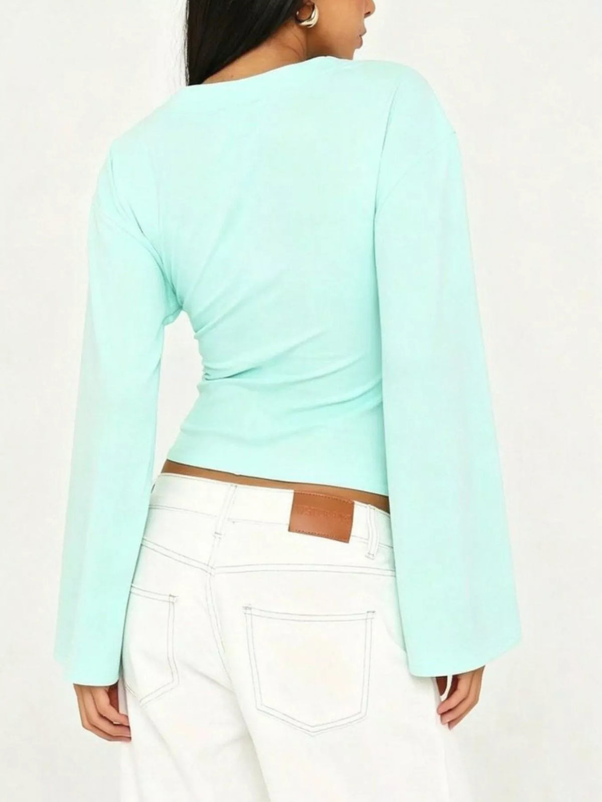 V-Neck Flare Sleeve Blouse