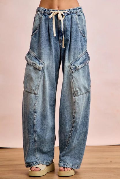 BiBi Baggy Barrel Jeans With Cargo Pockets