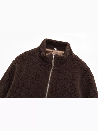 Oversized Cozy Sherpa Fleece Zip-Up Jacket