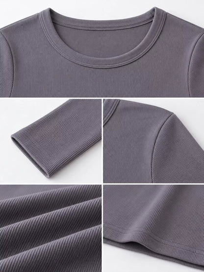 Minimalist Slim-Fit Long Sleeve Crew Neck T-Shirt
