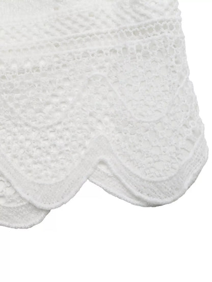 Lace Detail Ruffle Sleeve Button Up Shirt