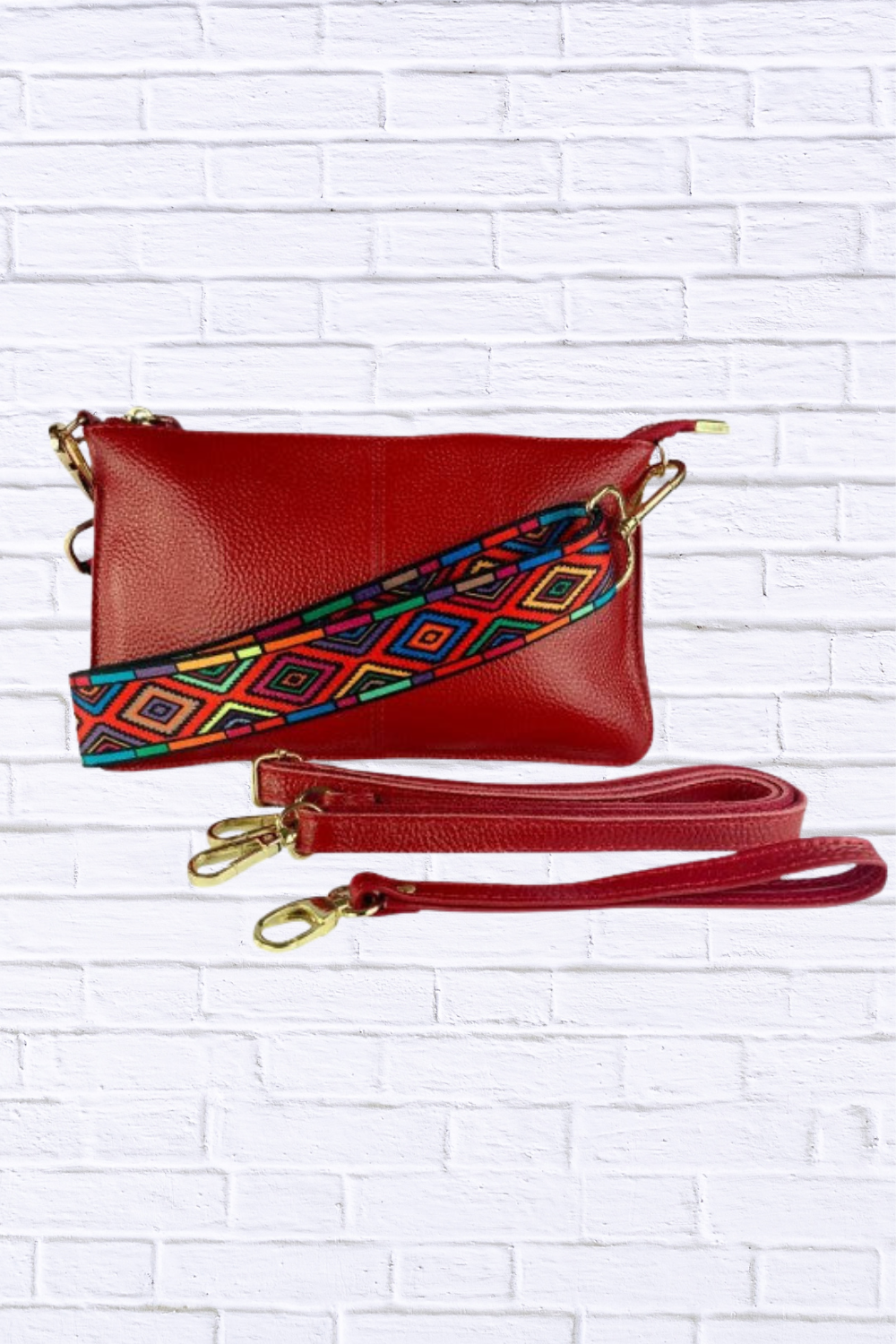 Tonya Leather Crossbody Red One Size