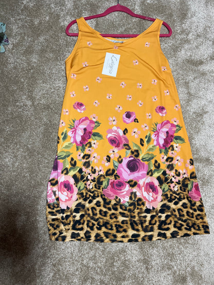 Denny Midi Shift Round Neck Sleeveless Dress Tangerine