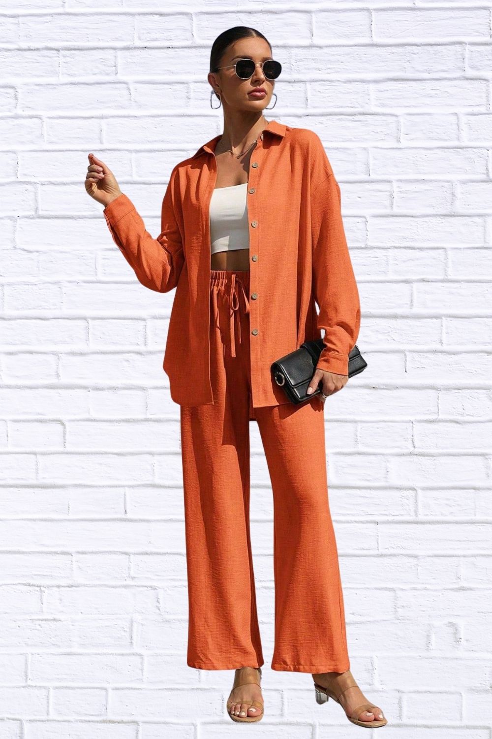 Button Up Shirt & Pants Set | Women’s Matching Outfit