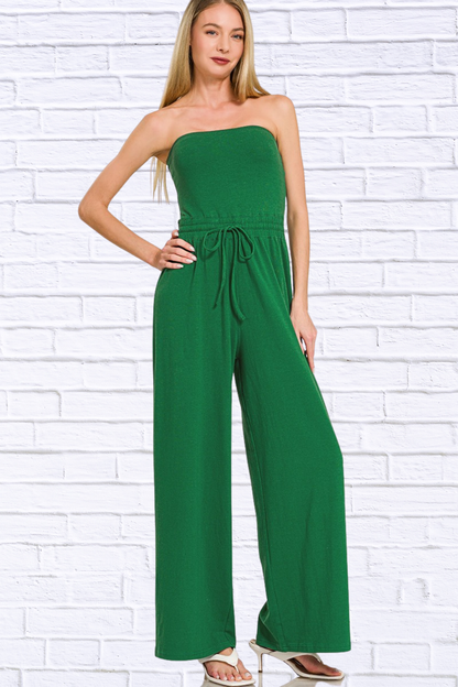 Tube Top Jumpsuit with Drawstring Waist