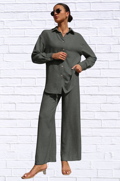 Button Up Shirt & Pants Set | Women’s Matching Outfit