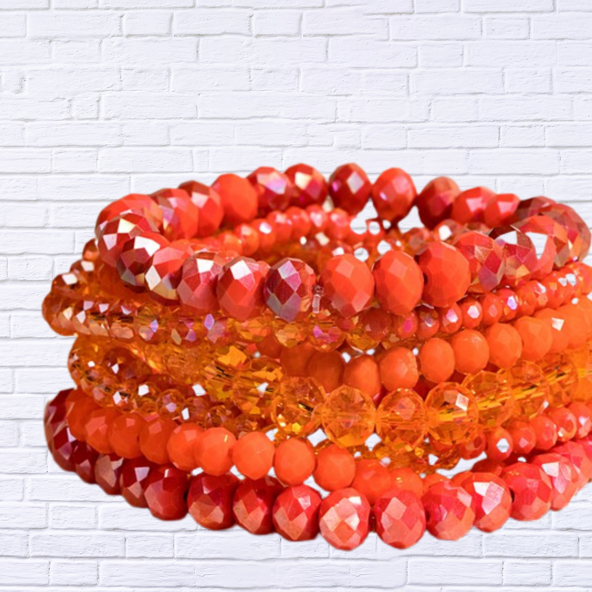 Glass Bead 9 Set Bracelet Or-Ab Tangerine