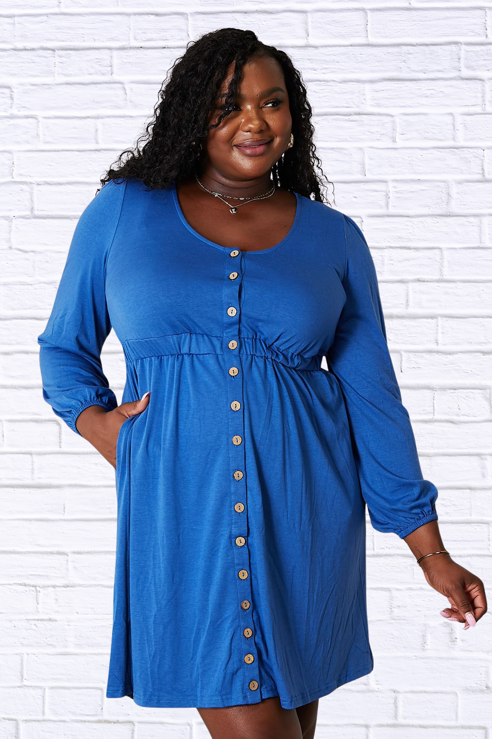 Scoop Neck Empire Waist Long Sleeve Magic Dress Royal Blue