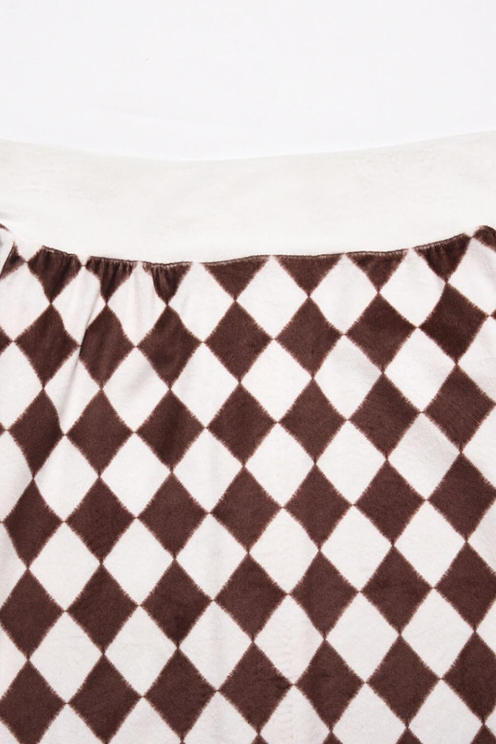 Argyle Off-Shoulder Slit Plush Midi Dress