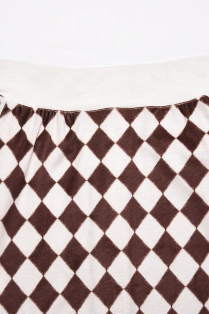 Argyle Off-Shoulder Slit Plush Midi Dress