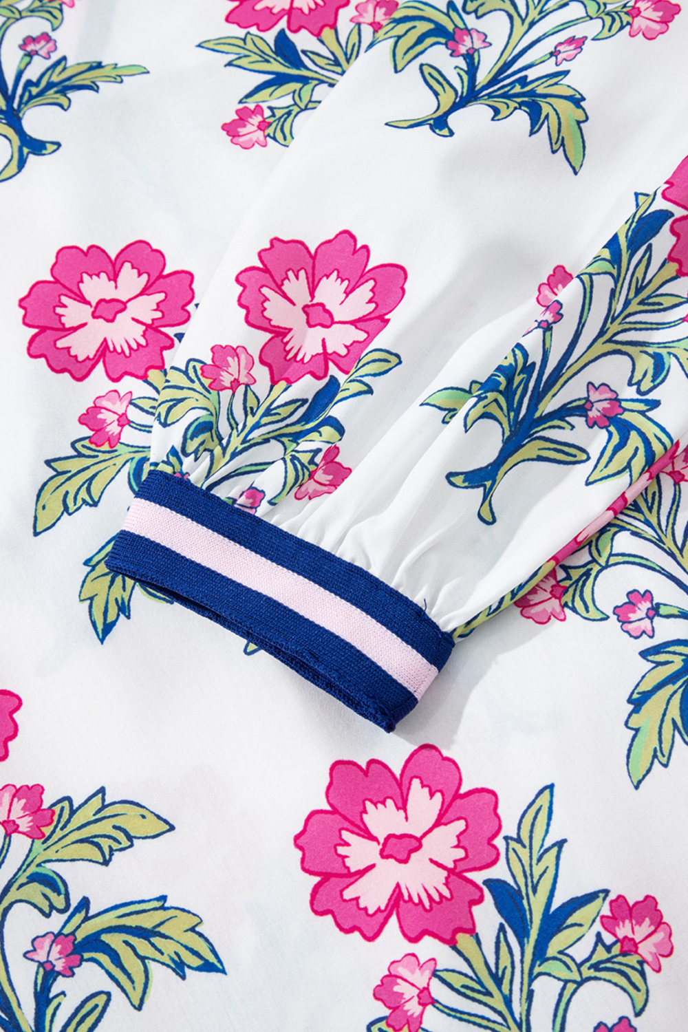 Bold Meets Feminine – Amber Floral Print Striped V-Neck Blouse