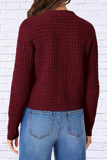 Textured Knit Button-Front Cardigan