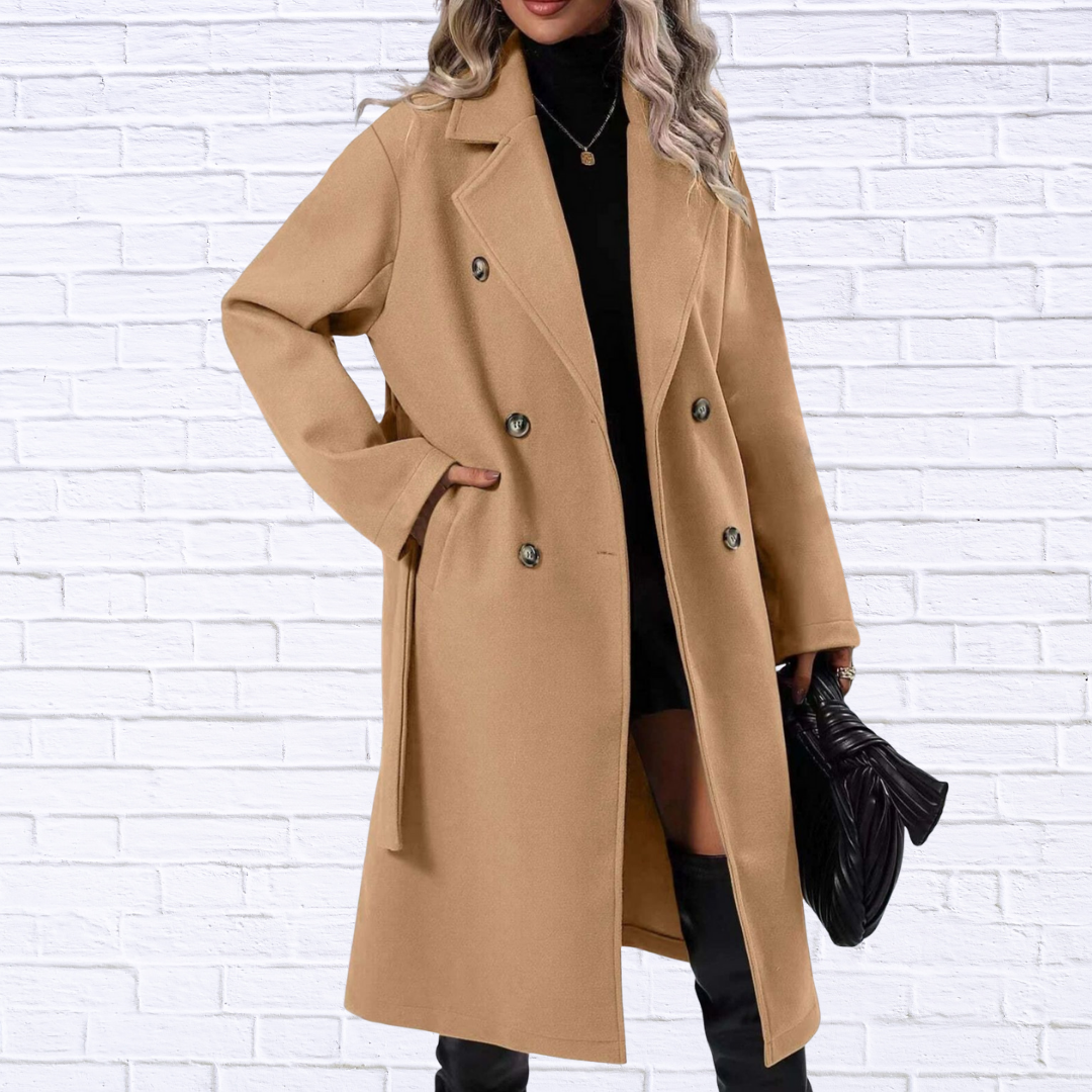 Double-Breasted Tie Waist Coat