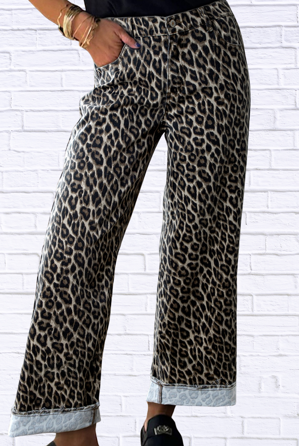 Leopard Straight Loose Leg Jeans Leopard